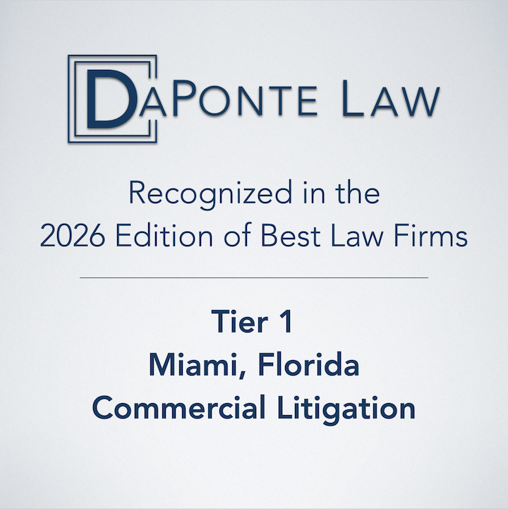 DaPonte Law Recognized as a Tier 1 Firm in Commercial Litigation in the 2026 Edition of Best Law Firms